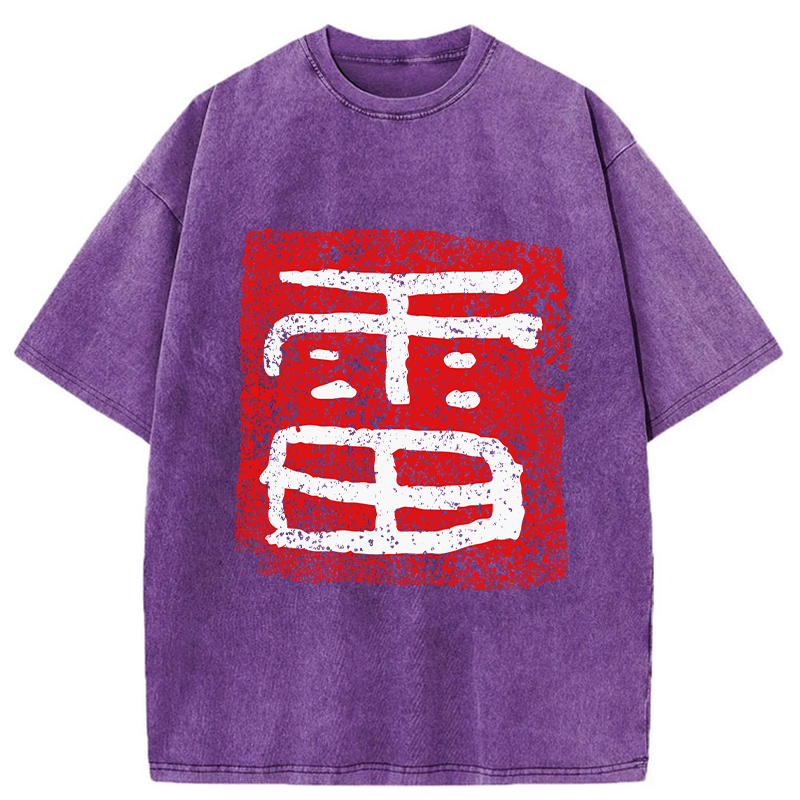 Tokyo-Tiger Thunder Japanese Kanji Washed T-Shirt