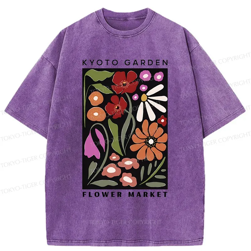 Tokyo-Tiger Vintage Flower Market Washed T-Shirt