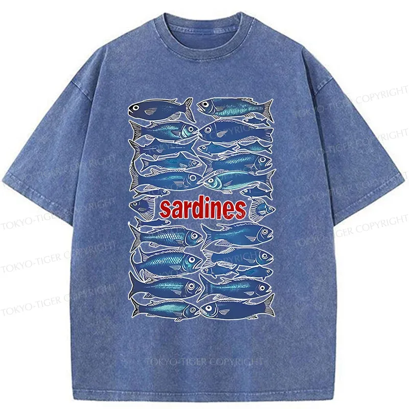 Tokyo-Tiger Japan Sardines Washed T-Shirt