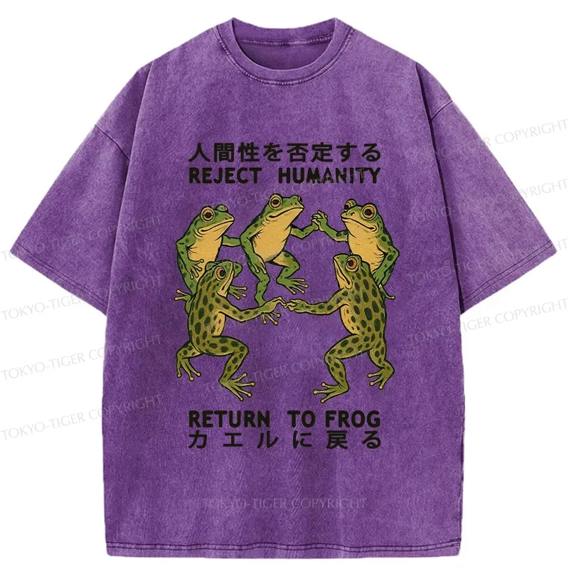 Tokyo-Tiger Back To Frog Funny Washed T-Shirt