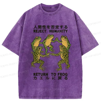 Tokyo-Tiger Back To Frog Funny Washed T-Shirt