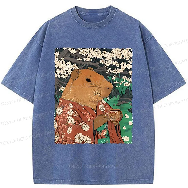 Tokyo-Tiger Japanese Capybara Washed T-Shirt
