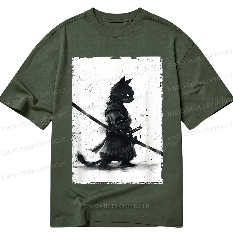 Tokyo-Tiger Retro Cat Samurai Japanese Classic T-Shirt