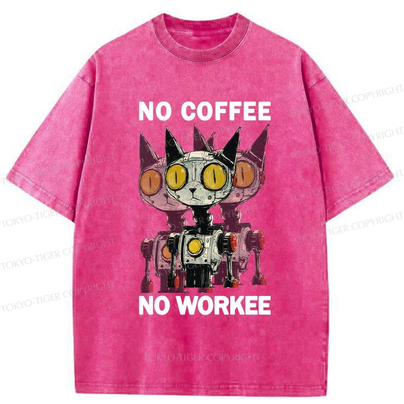 Tokyo-Tiger No Coffee No Workee Washed T-Shirt