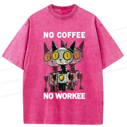 Tokyo-Tiger No Coffee No Workee Washed T-Shirt