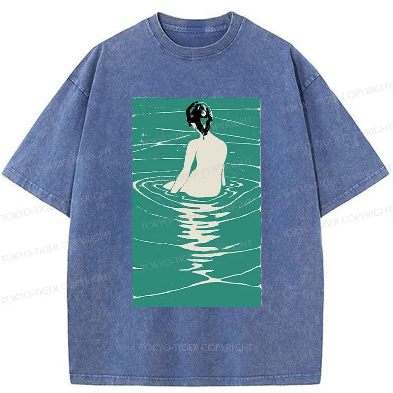 Tokyo-Tiger Woodcut Japanese Art Washed T-Shirt