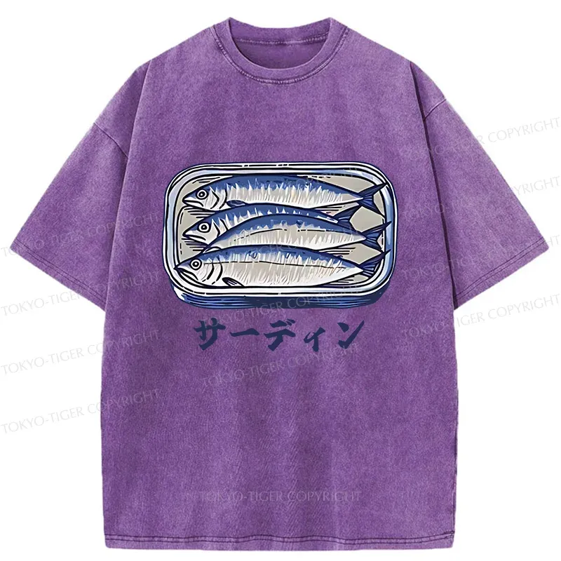 Tokyo-Tiger Sardines Can Vintage Washed T-Shirt