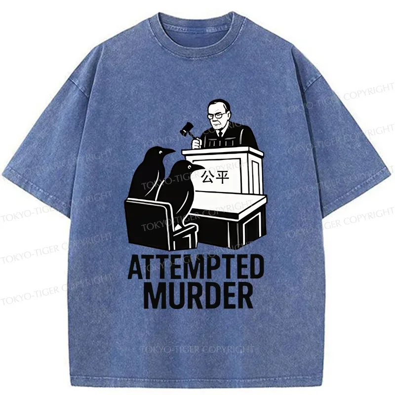Tokyo-Tiger Attempted Murder Funny Washed T-Shirt