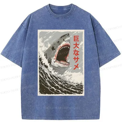 Tokyo-Tiger Huge Shark Washed T-Shirt