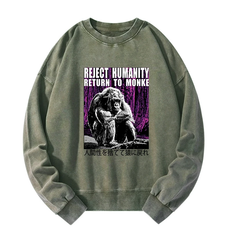 Tokyo-Tiger Reject Humanity Return To Monkey Japan Washed Sweatshirt