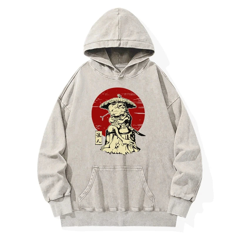 Tokyo-Tiger Rounin Japanese Frog Samurai Washed Hoodie