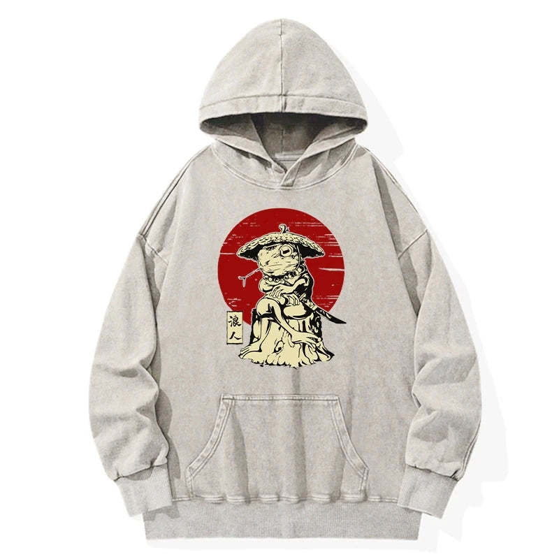 Tokyo-Tiger Rounin Japanese Frog Samurai Washed Hoodie Sale