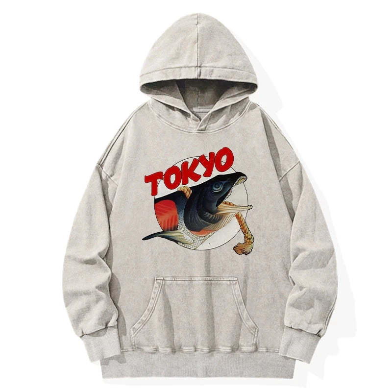 Tokyo-Tiger Vintage Japanese Tsukiji Fish Market Washed Hoodie Sale