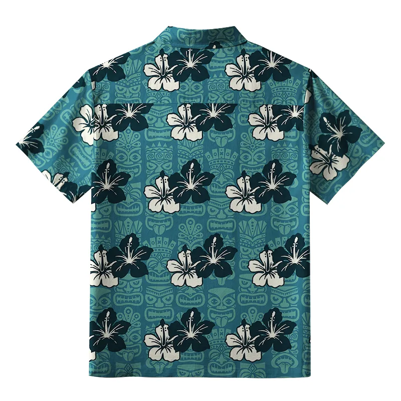 Tokyo-Tiger Floral Escape Teal Aloha Hawaiian Shirt