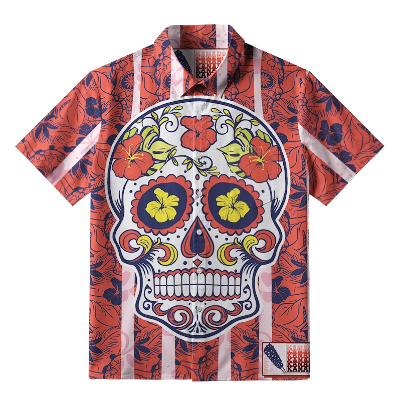 Tokyo-Tiger Blooming Skull Button-up Shirt