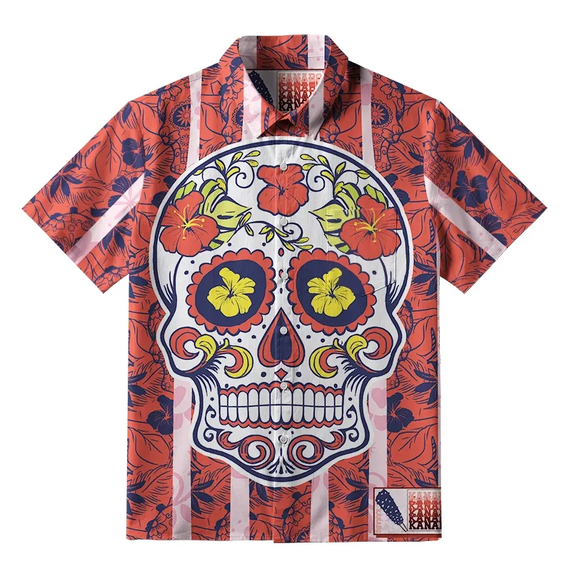 Tokyo-Tiger Blooming Skull Button-up Shirt