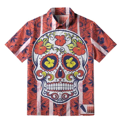 Tokyo-Tiger Blooming Skull Button-up Shirt