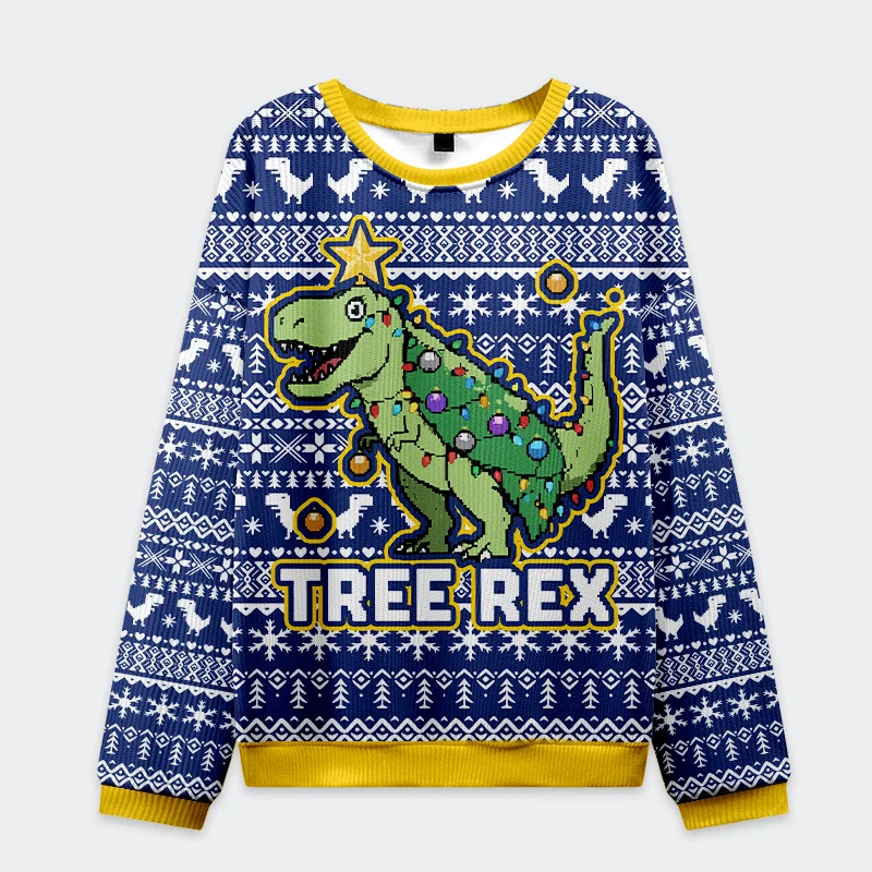 Tokyo-Tiger Cute Tree Rex Christmas Ugly Sweatshirt