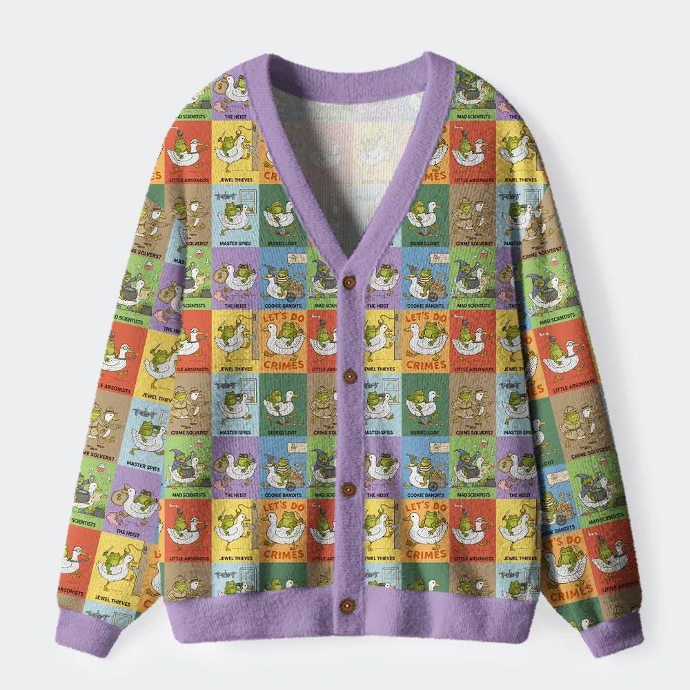 Tokyo-Tiger Frog Riding a Goose Ugly Cardigan Sweater