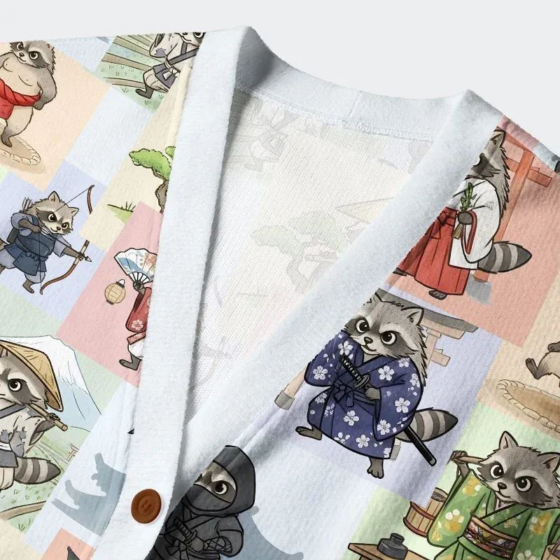 Tokyo-Tiger Japanese Raccoon Ugly Cardigan Sweater