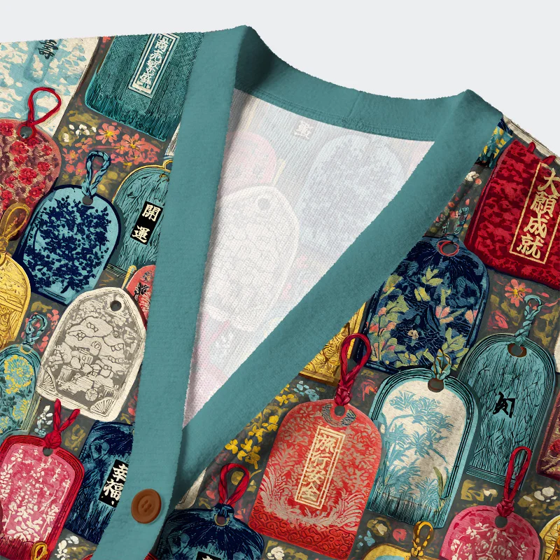 Tokyo-Tiger Amulet Japanese Ugly Cardigan Sweater