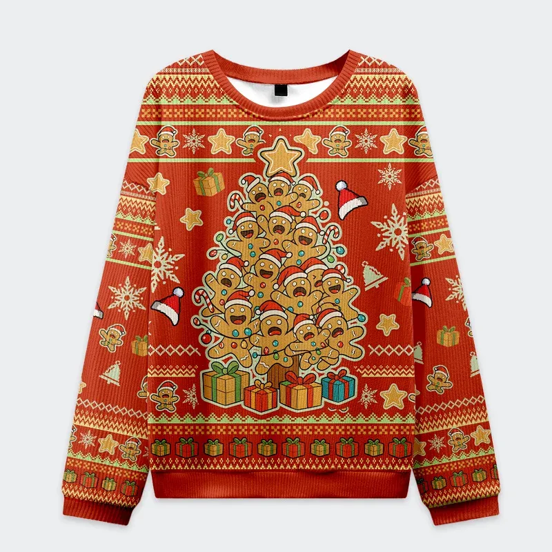 Tokyo-Tiger Gingerbread Man Tree Christmas Ugly Sweatshirt