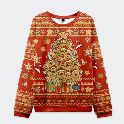 Tokyo-Tiger Gingerbread Man Tree Christmas Ugly Sweatshirt