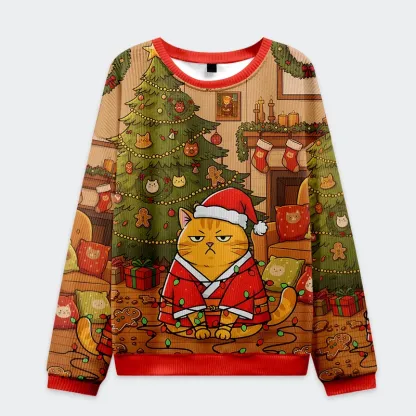 Tokyo-Tiger Fat Cat Christmas Ugly Sweatshirt