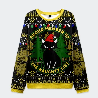 Tokyo-Tiger Black Cat Gaze Christmas Ugly Sweatshirt