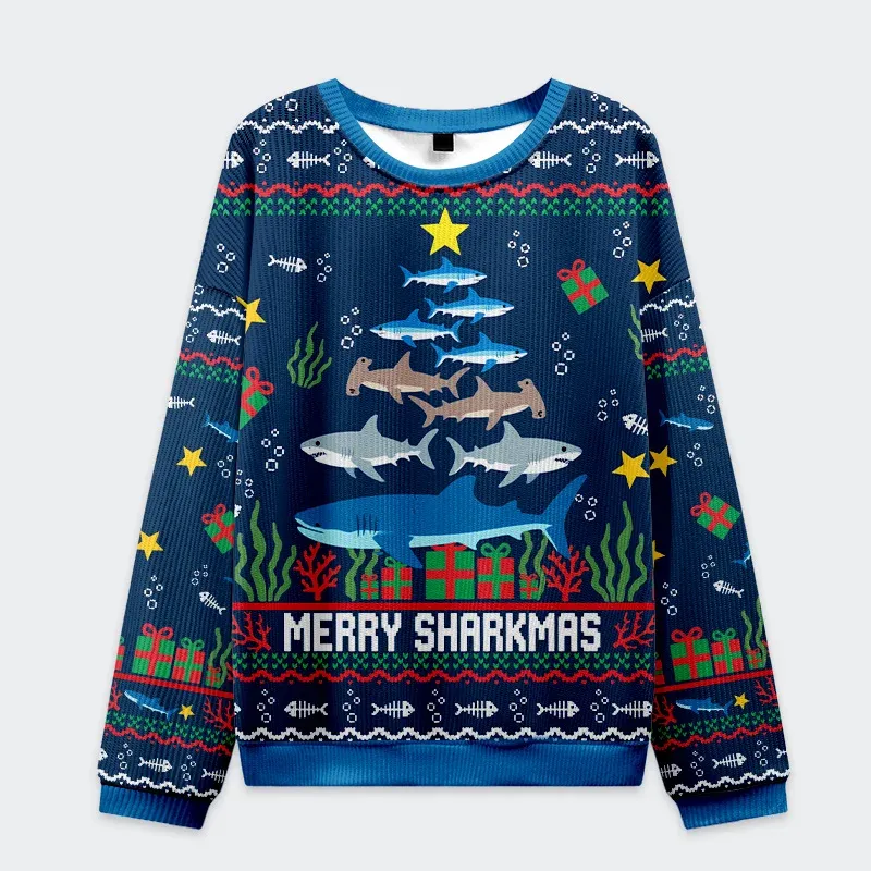 Tokyo-Tiger Shark Christmas Tree Christmas Ugly Sweatshirt