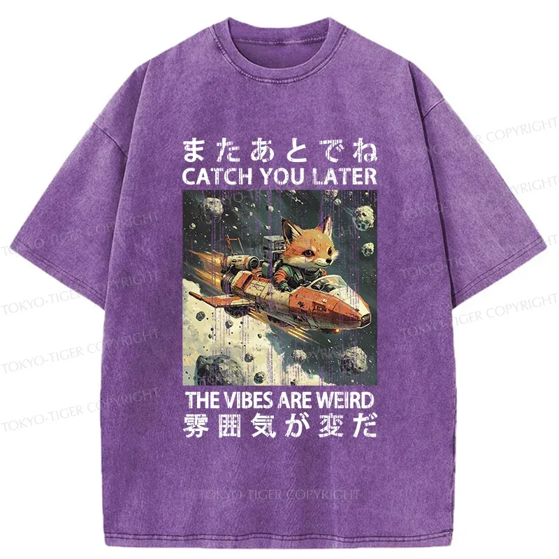 Tokyo-Tiger Fox Astronaut Washed T-Shirt