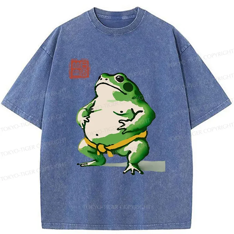 Tokyo-Tiger Frog Sumo Wrestler Washed T-Shirt