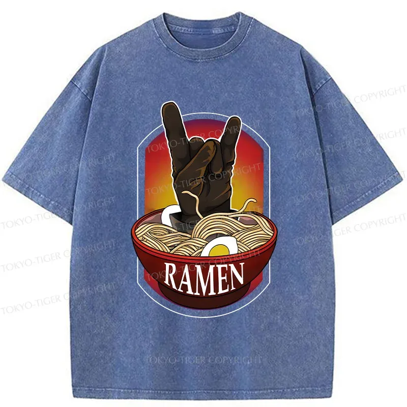 Tokyo-Tiger Ramen Hand Gesture Washed T-Shirt