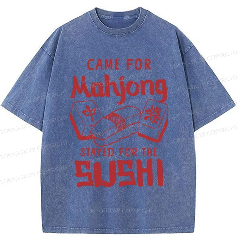 Tokyo-Tiger Mahjong And Sushi Washed T-Shirt