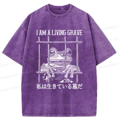 Tokyo-Tiger Funny Frog In Cage Washed T-Shirt