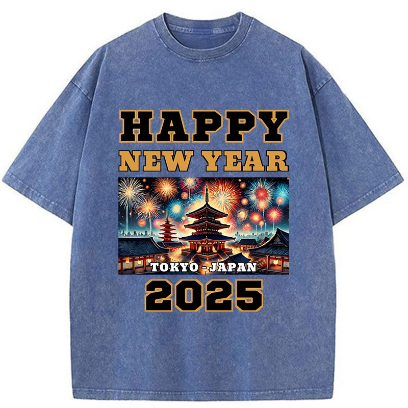 Tokyo-Tiger Happy New Year 2025 Washed T-Shirt