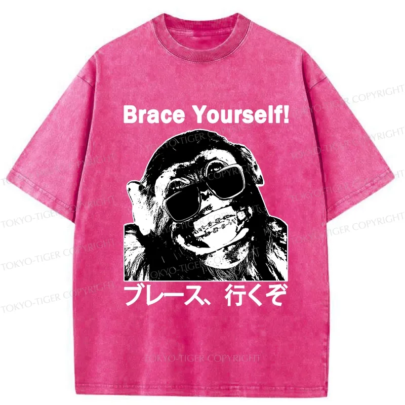 Tokyo-Tiger Brace Yourself Washed T-Shirt