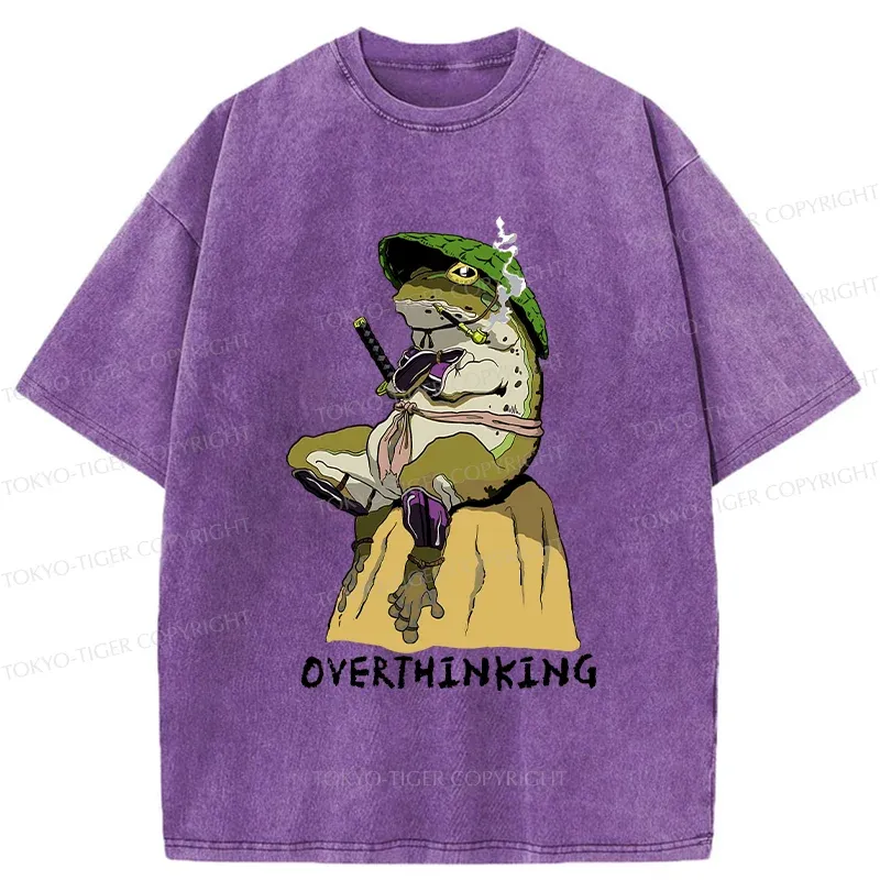Tokyo-Tiger Overthinking Frog Samurai Washed T-Shirt