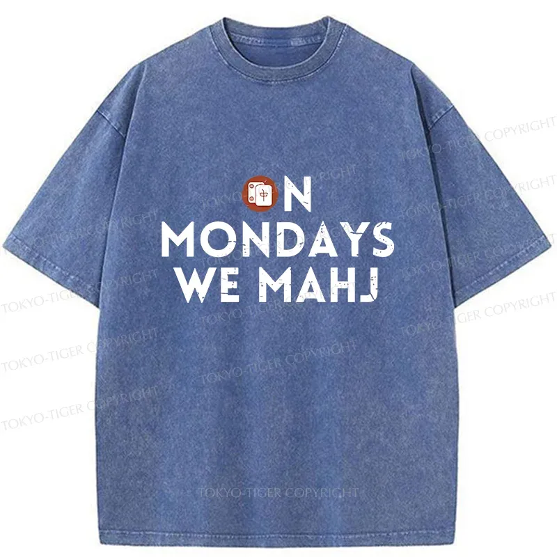 Tokyo-Tiger Fun Mahjong Washed T-Shirt
