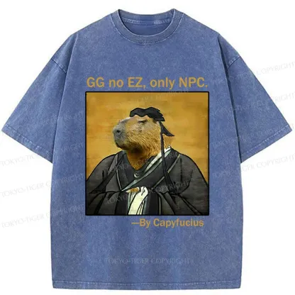 Tokyo-Tiger Confucius Capybara Quote Washed T-Shirt