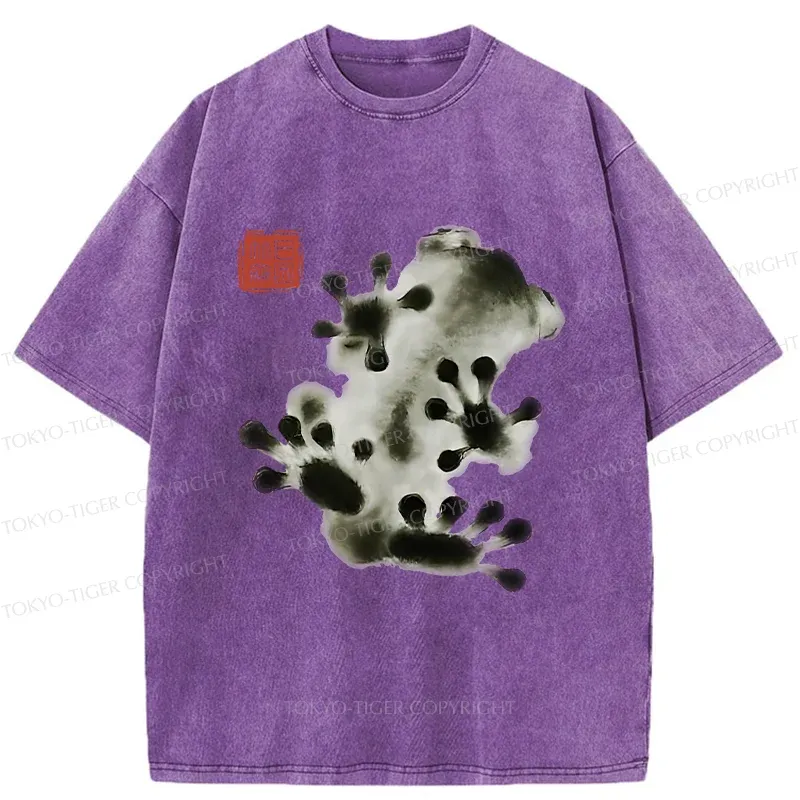 Tokyo-Tiger Ink Painting Frog Washed T-Shirt