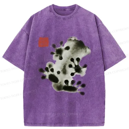Tokyo-Tiger Ink Painting Frog Washed T-Shirt