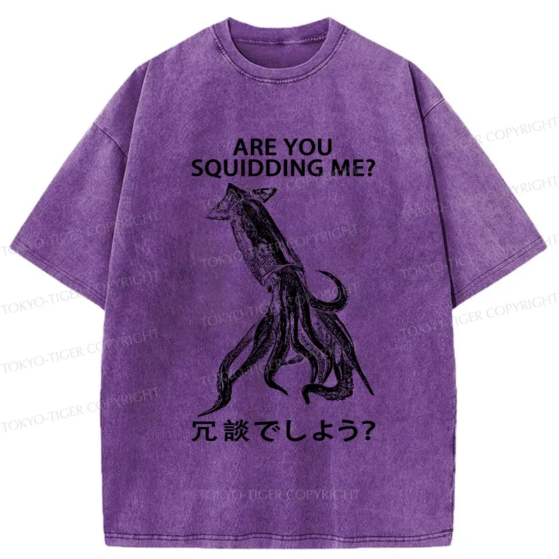 Tokyo-Tiger Are You Squidding Me? Washed T-Shirt