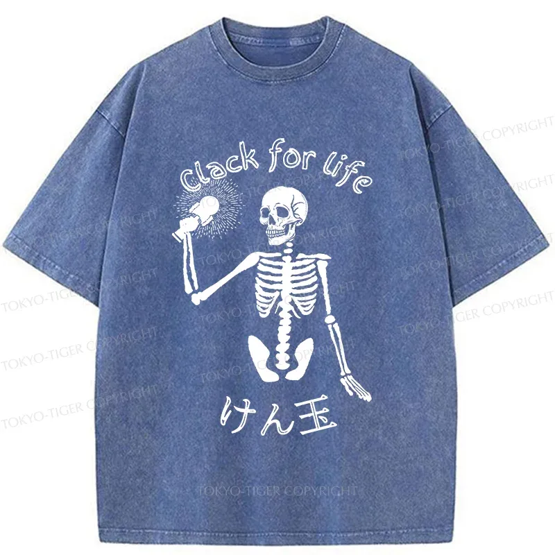 Tokyo-Tiger Skeleton Playing Kendama Washed T-Shirt