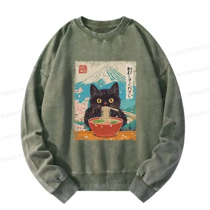 Tokyo-Tiger Please Give Cat A Discount Washed Sweatshirt