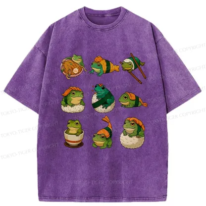Tokyo-Tiger Japanese Food Frog Series Washed T-Shirt