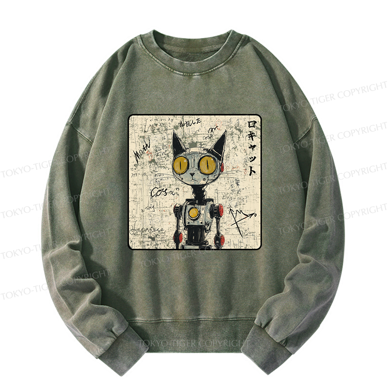 Tokyo-Tiger Robot Cat Washed Sweatshirt