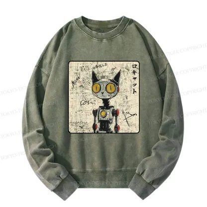 Tokyo-Tiger Robot Cat Washed Sweatshirt