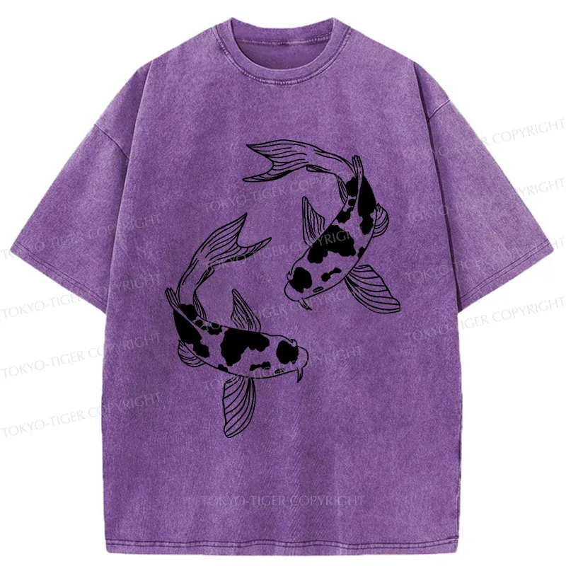 Tokyo-Tiger Two Beautiful Koi Washed T-Shirt
