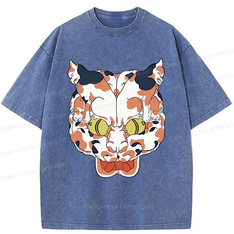 Tokyo-Tiger Complex Retro Cat Washed T-Shirt